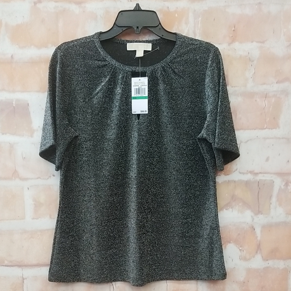 NWT Michael Michael Kors Size Large Shimmering Silver Blouse